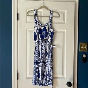 Draper James by Reese Witherspoon Blue and White Patterned Dress